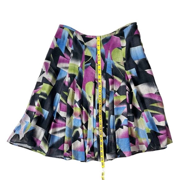 Jones New York Women’s Multicolor Geometric A-Line Midi Pleated Wool Skirt Sz 12 - Picture 3 of 11
